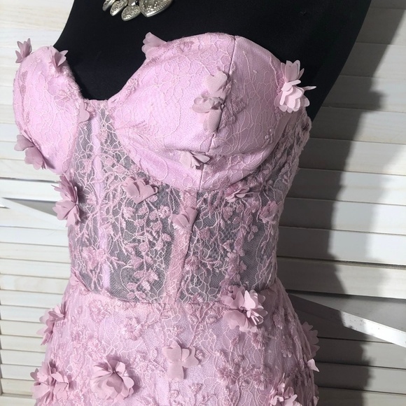 BCBG Max Azria Poppy Gown Pink Lilac Floral Lace Corset Size 6 - Picture 9 of 16